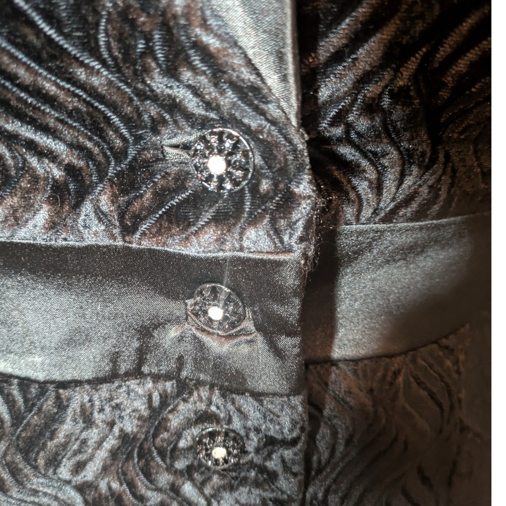 VTG 90s Vamp Blazer 14 Whimsigoth Corporate Goth Textured Velvet Pleated Collar - Picture 2 of 10